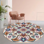 Stylish Tribal Flower Pattern Rug Multicolored Moroccan Rug Polyester Pet Friendly Non-Slip Back Washable Rug for the Living Room