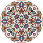 Stylish tribal floral pattern rug Multicolored Moroccan rug Polyester Pet-friendly non-slip backing Washable rug for the living room