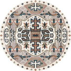 Stylish Tribal Flower Pattern Rug Multicolored Moroccan Rug Polyester Pet Friendly Non-Slip Back Washable Rug for the Living Room
