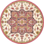 Stylish Tribal Flower Pattern Rug Multicolored Moroccan Rug Polyester Pet Friendly Non-Slip Back Washable Rug for the Living Room