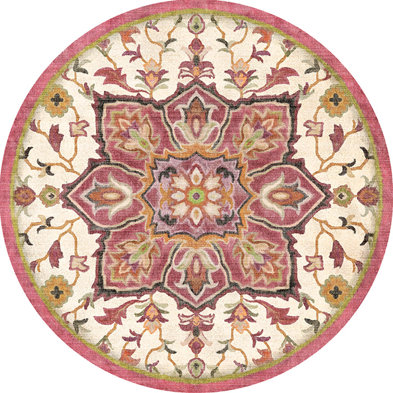 Stylish tribal floral pattern rug Multicolored Moroccan rug Polyester Pet-friendly non-slip backing Washable rug for the living room