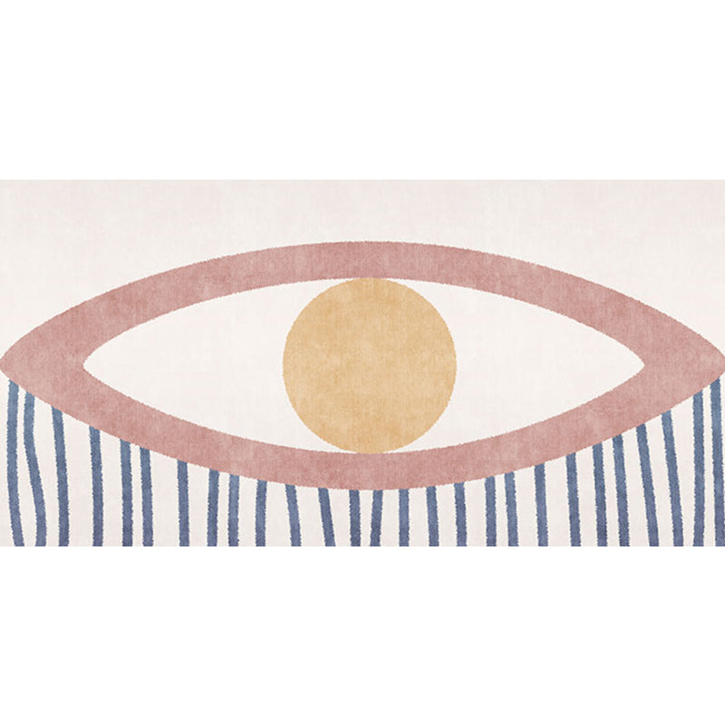 Novelty Eye Pattern Rug Pink Polyester Rug Non-Slip Back Washable Pet-Friendly Rug for Home