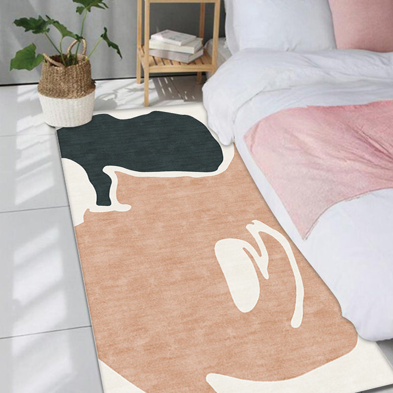 Orange and Black Color Block Carpet Polyester Modern Carpet Washable Anti-Slip Pet Friendly Area Carpet for Living Room