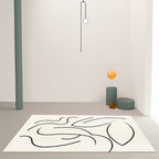 Casual Beige Modernist Carpet Polyester Abstract Carpet Washable Pet-Friendly Non-Slip Carpet for the Living Room