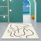 Casual Beige Modernist Carpet Polyester Abstract Carpet Washable Pet-Friendly Non-Slip Carpet for the Living Room