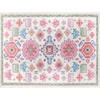 White and pink Bohemian rug Polyester floral pattern pet-friendly washable non-slip backing rug for decoration