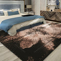 Moroccan Azulejo Pattern Carpet Black Multicolor Polyester Carpet Washable Pet Friendly Non-Slip Carpet for Living Room