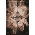 Moroccan Azulejo Pattern Carpet Black Multicolor Polyester Carpet Washable Pet Friendly Non-Slip Carpet for Living Room