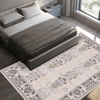 Pink Shabby Chic Carpet Polyester Tribal Floral Pattern Carpet Pet-Friendly Washable Non-Slip Back Carpet for Decoration