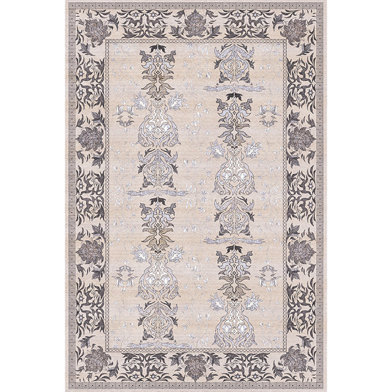 Pink Shabby Chic Carpet Polyester Tribal Floral Pattern Carpet Pet-Friendly Washable Non-Slip Back Carpet for Decoration