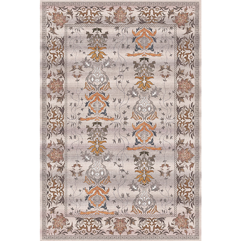 Pink Shabby Chic Carpet Polyester Tribal Floral Pattern Carpet Pet-Friendly Washable Non-Slip Back Carpet for Decoration