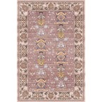 Pink Shabby Chic Carpet Polyester Tribal Floral Pattern Carpet Pet-Friendly Washable Non-Slip Back Carpet for Decoration
