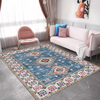 Pink Shabby Chic Carpet Polyester Tribal Floral Pattern Carpet Pet-Friendly Washable Non-Slip Back Carpet for Decoration