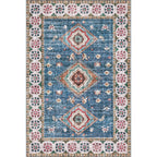 Pink Shabby Chic Carpet Polyester Tribal Floral Pattern Carpet Pet-Friendly Washable Non-Slip Back Carpet for Decoration