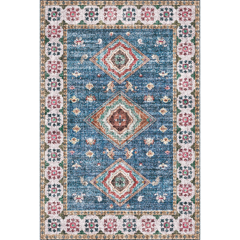 Pink Shabby Chic Carpet Polyester Tribal Floral Pattern Carpet Pet-Friendly Washable Non-Slip Back Carpet for Decoration