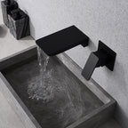 Creative wall type waterfall faucet all copper black wash basin cold and hot embedded basin concealed faucet