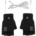 Winter half finger gloves monochrome flip winter wool warm half gray open finger gloves for men and women USB heating