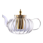 丨Tea water separation stainless steel glass striped teapot