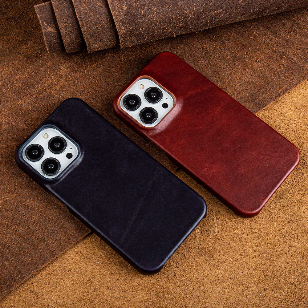 BowLtt|Premium Genuine Leather iPhone Case(Material: Top-Grain Cowhide; Thickness: 1.2mm; Application: Drop Protection, Business & Luxury Daily Use)
