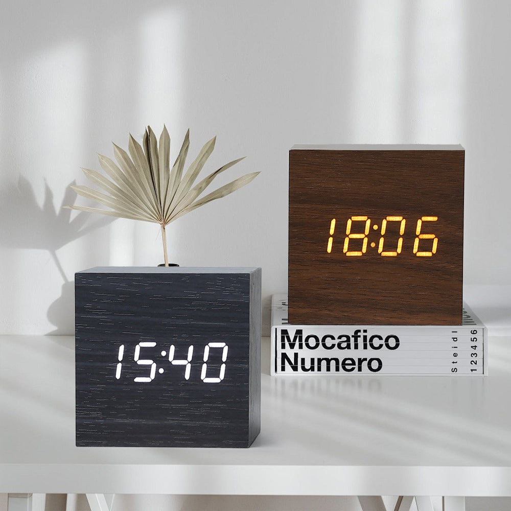BowLtt|Square Digital Clock Thermometer(Material: Sleek Body; Function: Time Display Temperature Monitoring; Application: Bedside Placement, Home Decoration)