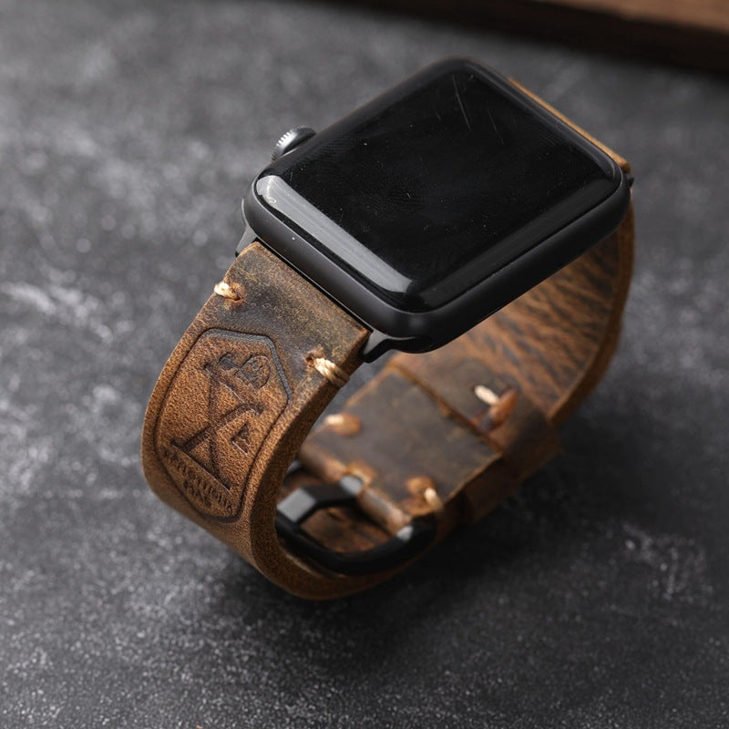 Apple Leather Strap+Vintage Top Layer Cowhide/Thickened/Men's