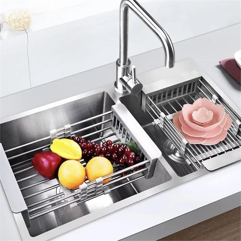 Retractable Drainage Rack+Wash&Store/Plate Organizer/Adjustable Size
