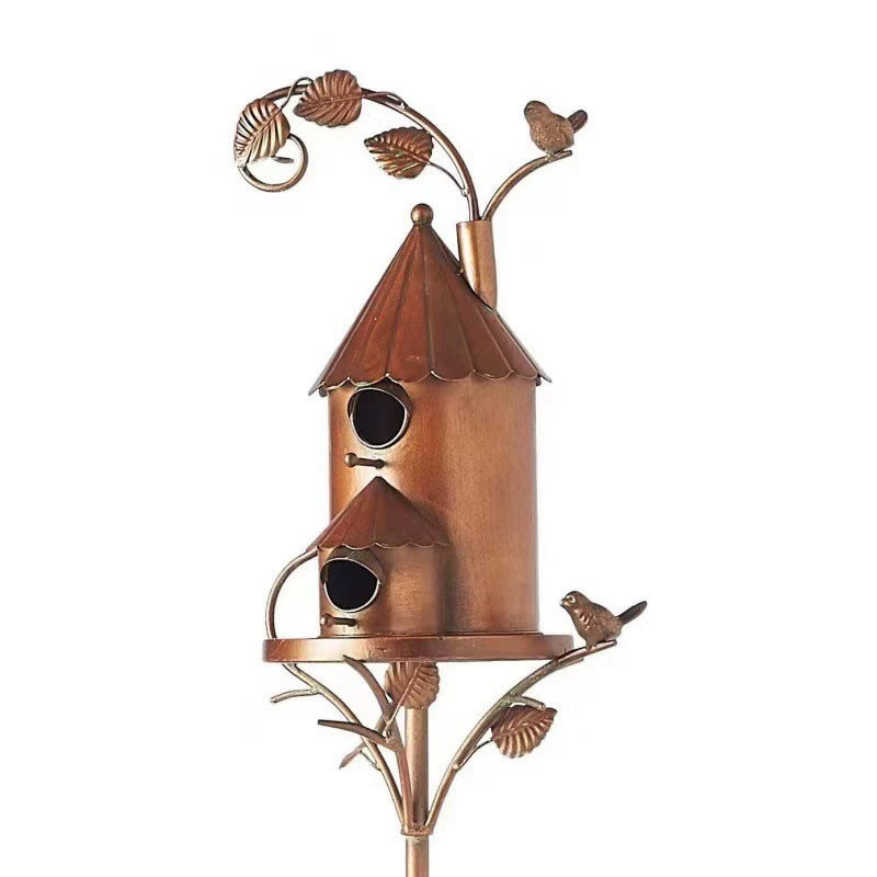 European Metal Bird House+Garden Yard/Craft Decoration