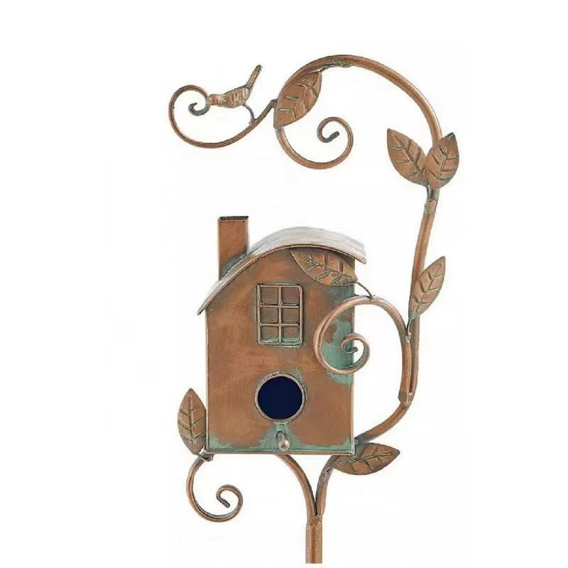 European Metal Bird House+Garden Yard/Craft Decoration
