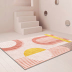 Stylish Orange Modernist Carpet Polyester Geometric Pattern Carpet Washable Pet-Friendly Non-Slip Carpet for the Living Room
