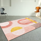 Stylish Orange Modernist Carpet Polyester Geometric Pattern Carpet Washable Pet-Friendly Non-Slip Carpet for the Living Room