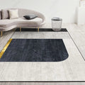 Modernist Geometric Pattern Rug with Strips Multicolor Polyester Rug Non-Slip Back Washable Pet Friendly Carpet for Home