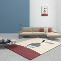 Modernist Vase Pattern Rug Blue and Orange Polyester Rug Non-Slip Back Washable Pet-Friendly Rug for Home