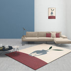 Modernist Vase Pattern Rug Blue and Orange Polyester Rug Non-Slip Back Washable Pet-Friendly Rug for Home