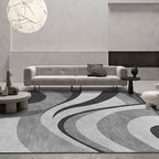 Stylish Modernism Carpet Gray and Red Swirl Striped Pattern Carpet Animal-Friendly Non-Slip Washable Area Carpet for Decoration