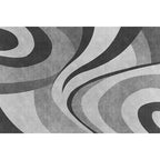 Stylish Modernism Carpet Gray and Red Swirl Striped Pattern Carpet Animal-Friendly Non-Slip Washable Area Carpet for Decoration