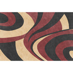 Stylish Modernism Carpet Gray and Red Swirl Striped Pattern Carpet Animal-Friendly Non-Slip Washable Area Carpet for Decoration