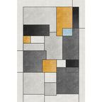 Stylish gray novelty rug polyester geometric pattern rug washable pet-friendly non-slip rug for the living room