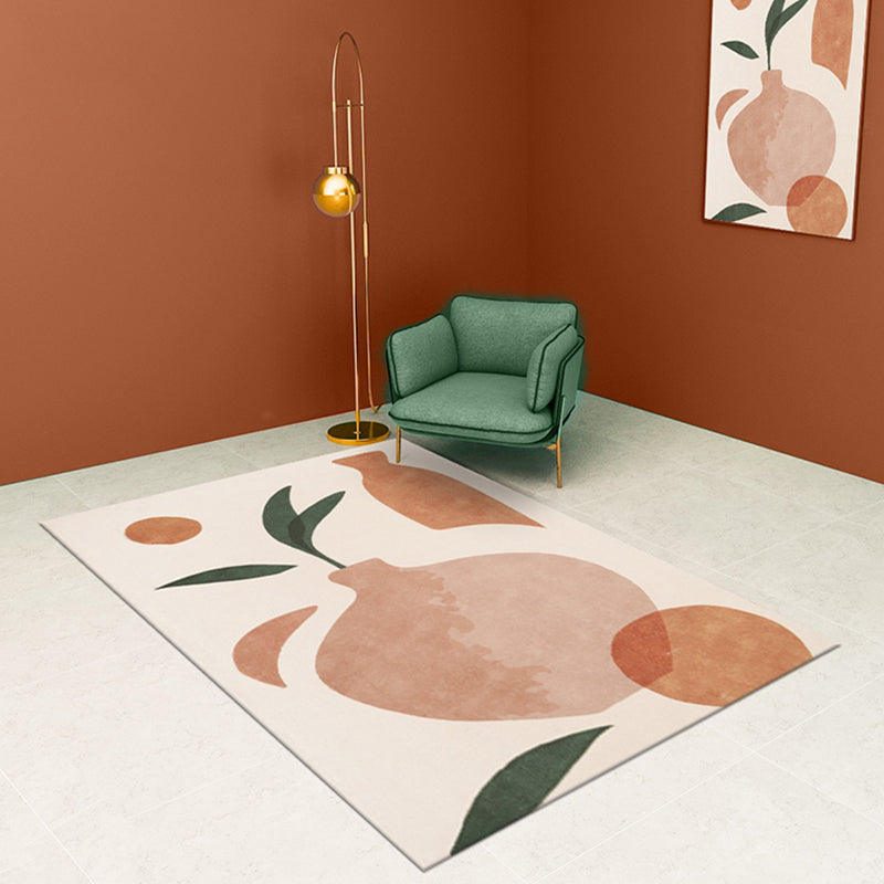 Orange Bottle Pattern Rug Polyester Modern Rug Washable Non-Slip Pet-Friendly Rug for the Living Room