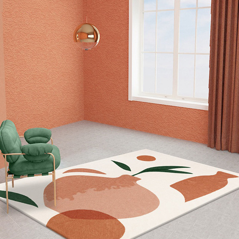 Orange Bottle Pattern Rug Polyester Modern Rug Washable Non-Slip Pet-Friendly Rug for the Living Room