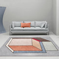 Funky Nordic Rug Gray and Blue 3D Geometric Pattern Rug Pet-Friendly Non-Slip Washable Area Rug for Decoration