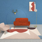 Unique Multicolor Modernist Carpet Polyester Color Block Carpet Washable Pet Friendly Non-Slip Rug for Living Room