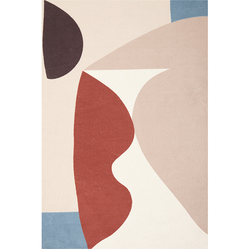 Unique Multicolor Modernist Carpet Polyester Color Block Carpet Washable Pet Friendly Non-Slip Rug for Living Room