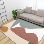 Unique Multicolor Modernist Carpet Polyester Color Block Carpet Washable Pet Friendly Non-Slip Rug for Living Room