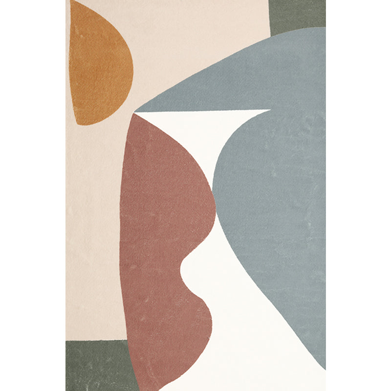 Unique Multicolor Modernist Carpet Polyester Color Block Carpet Washable Pet Friendly Non-Slip Rug for Living Room