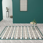 Simple Multicolor Modernist Carpet Polyester Geometric and Checkered Pattern Carpet Washable Pet-Friendly Non-Slip Carpet for the Living Room