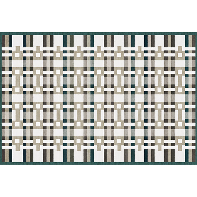 Simple Multicolor Modernist Carpet Polyester Geometric and Checkered Pattern Carpet Washable Pet-Friendly Non-Slip Carpet for the Living Room
