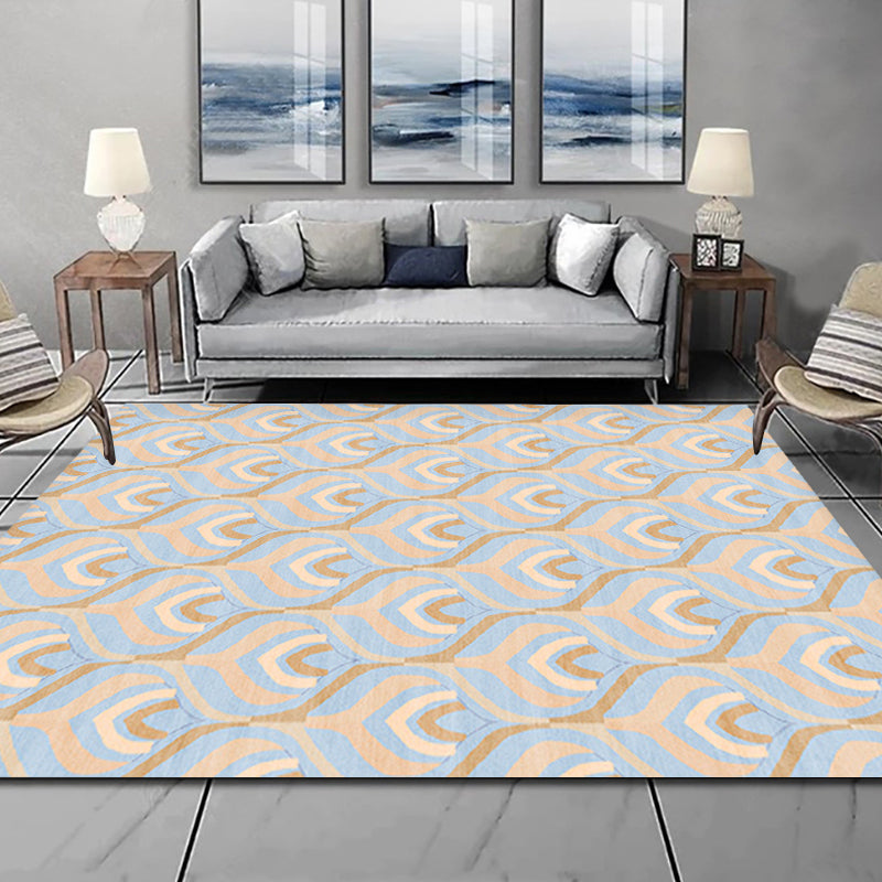Simple Multicolor Modernist Carpet Polyester Geometric and Checkered Pattern Carpet Washable Pet-Friendly Non-Slip Carpet for the Living Room