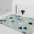 Casual Modernism Area Rug Green Geometric Pattern Area Rug Pet Friendly Non-Slip Washable Area Rug for Decoration