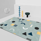 Casual Modernism Area Rug Green Geometric Pattern Area Rug Pet Friendly Non-Slip Washable Area Rug for Decoration