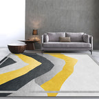 Gray and Yellow Color Block Carpet Polyester Modern Carpet Washable Non-Slip Pet-Friendly Carpet for the Living Room